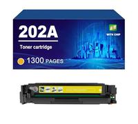 202A CF500A CF501A CF502A CF503A Cartucho De Tóner Compatible para HP Laserjet Pro M254dw M254nw M280nw M281fdw M281fdn Impresoras, De Alto Rendimiento,Yellow-1 Pack