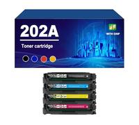 202A CF500A CF501A CF502A CF503A Cartucho De Tóner Compatible para HP Laserjet Pro M254dw M254nw M280nw M281fdw M281fdn Impresoras, De Alto Rendimiento,4 Colors-1 Set