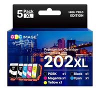 202XL Cartuchos de Impresora 202 XL Multipack Compatible para Epson XP 6100 Cartuchos Expression Premium XP-6000 XP-6105 XP-6005 XP-6001 (Pack de 5)