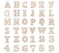 204 letras pequeñas de madera, letras del alfabeto de madera sin terminar, números de madera para arte, manualidades, exhibiciones de decoración de bricolaje