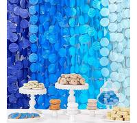 205 Pies Decoraciones de Fiesta Ombre Azul Marino, Círculo Punto Fondo Serpentina Real, Guirnalda Colgante para Cumpleaños, Graduación, Boda, Bajo el Mar Náutico Ahoi Achor Fiesta