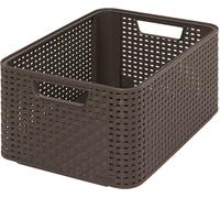 Curver 205844 Aspecto Rattan Estilo Caja de Almacenamiento Talla M Polipropileno Chocolate 38,6 x 28,7 x 17 cm