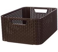 Curver 205844 Aspecto Rattan Estilo Caja de Almacenamiento Talla M Polipropileno Chocolate 38,6 x 28,7 x 17 cm