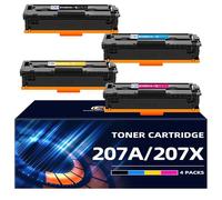 207A 207X Toner/ Compatible con HP 207A Pack 4 Toner Colores/ para Color Laserjet Pro MFP M283fdw M255dw M282nw M283fdn Toner/ W2210A W2211A W2212A W2213A Negro Cian Amarillo Magenta (SIN Chip)