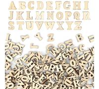 208 letras de madera, 15 mm, letras de madera para manualidades, decoración de madera sin procesar, letras de madera pequeñas (A-Z), decoración para manualidades, bodas, decoración navideña