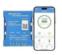 【20A Controlador de Carga Solar Bluetooth】KWODE 12V/24V PWMs Regulador Carga Solar Panel solar Batería Inteligente Carga de Regulación con puerto USB 5V para baterías de plomo ácido LiFePO4 de litio