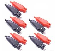 20A eléctrico para puente para cocodrilo Clip 75mm aislado PVC para batería Sonda de prueba para ingeniería y probador de voltaje rojo negro (10 piezas)