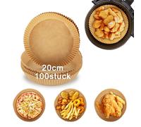 20CM 100 feuilles papel para freidora de aire,papel freidora aire,apto para Airfryer, microondas y horno, con revestimiento de pergamino, para una preparación y limpieza fáciles