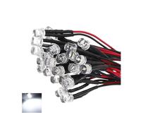 20CM 12V Wired for Light Emitting Diode Wiring LED Lot Size: 5mm Flat Top Color:White QTY:40Pcs