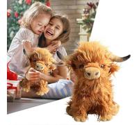 20cm Living Nature Brown Highland Cow, Realistic Soft Cuddly Farm Toy,100% New