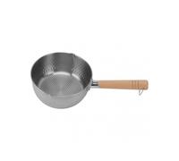 20cm Stainless Steel Cooking Pot Flat Base Non-Stick Coating-Free Ramen Noodle Cooker Baby Food Preparation Pot Durable Wooden Handle for Versatile Us