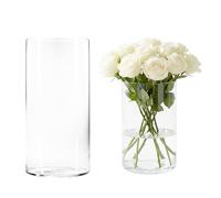 20CM Transparentes JarrónS,Jarrón De CristalS Transparente,Jarrón Cilíndrico De Cristal Transparente,Jarron Cristal Transparentes Alto para Oficina,Hogar,Cocina,Salón