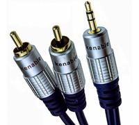20m 3.5mm Phono Estéreo Jack A 2 Rca Puro HQ Ofc Tapones Cable Dorado
