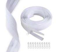 20m Cremallera - 3,2 cm Cremalleras por Metros para Coser - Nailon con 40 Deslizadores - Para Costura y Manualidades - Para Ropa, Bolsos, Ropa de Cama (Blanco)