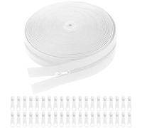 20M Cremalleras por Metros para Coser, Cremallera de Nylon con 40 Cursores de Metal, Blanco Cremalleras por Metros Sin Fin Universal para DIY Costura Artesanal Ropa de Cama Ropa Bolsos