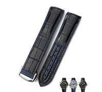 20mm 22mm Leather Cowhide Rubber Watchbands Fit For Omega Planet Ocean 600 GMT Orange Watch Strap