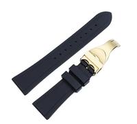 20mm 22mm watchband Black Waterproof Soft Silicone Rubber Wrist Watch Band Silver Gold Clasp Buckle for Tudor Strap Tools Logo (Color : Silver Buckle, Size : 22MM)