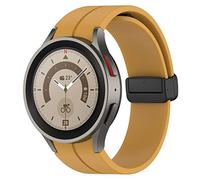 20mm Correa con Fuerte Cierre Plegable Magnética para Samsung Galaxy Watch 5/4 40mm 44mm, Banda Ajustable de Silicona Suave para Galaxy Watch 5 Pro 45mm/LTE 44mm/Watch 4 42mm 46mm, Amarillo Oficial