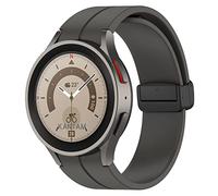 20mm Correa con Fuerte Cierre Plegable Magnética para Samsung Galaxy Watch 5/4 40mm 44mm, Banda Ajustable de Silicona Suave para Galaxy Watch 5 Pro 45mm/LTE 44mm/Watch 4 42mm 46mm, Gris Oficial