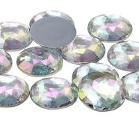 20mm Flat Back Round Acrylic Rhinestones Plastic Circle Gems For Costume Making Cosplay Jewels Pro Grade - 20 Pieces (Crystal Clear AB H702)