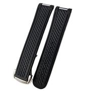 20mm Rubber Silicone Watch Band for Omega Strap 300 AT150 Aqua Terra Ultra Light 8900 Steel Buckle Watchband Bracelets (Color : Blue, Size : 20mm Silver Buckle)