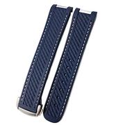 20mm Rubber Silicone Watch Band for Omega Strap 300 AT150 Aqua Terra Ultra Light 8900 Steel Buckle Watchband Bracelets (Color : Blue, Size : 20mm Silver Buckle)