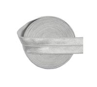 20mm Shiny Fold Over Elastic Spandex Satin Band Hair Tie Headband Dress Sewing Lace Trim(Light Silver,20 Yards)