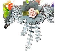 20pc Soluble White Chiffon Rose Flowers Embroidered Fringe Tassel Lace Trim Ribbon Fabric Sewing Craft Wedding Dress Decoration(Color 4)