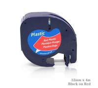 20pcs 12 mmx4m Lt Label Tape Compatible con LT-100H LT-100T Plastic 91201 91331 12267 18769 18771 Etiqueta Fabricante(20PCS Black on Red)
