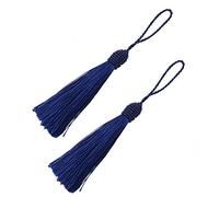 20pcs 15.5cm / 6 Pulgadas de Seda Sedoso Marcador Borlas con 2-pulgada Cord Loop y Pequeño Nudo Chino para la Fabricación de Joyas, Recuerdo, Marcadores, Accesorio del Arte de Bricolaje (Azul Oscuro)