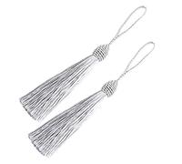 20pcs 15.5cm / 6 pulgadas Silk Floss Bookmark Borlas con 2-inch Cord Loop y Pequeño Nudo Chino para la Fabricación de Joyas, Recuerdo, Marcadores, Accesorio del Arte de DIY (Gris Plateado)