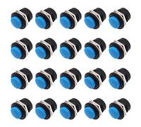 20PCS 16mm Pulsador momentáneo Mini interruptor redondo Botón de reinicio automático 2 pines 3A 250V AC - Azul