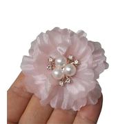 20PCS 6CM Chiffon Fabric Flowers Rhinestone Center Hair Accessories DIY Wedding Dress Straw Hat Home Decor(Color 9)
