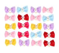20pcs a Mano Lindos Arcos de Cabello para Mascotas Arcos de Aseo encantadores Bowknot con Gomas de Goma para Mascota