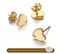 20pcs Aretes de Acero Inoxidable Hipoalergénicos con Forma de , Tapones y de Almacenamiento, Pin y de 0.8Mm para Hacer Joyas - Aretes de Acero Inoxidable con Postes para Aretes con Agujero