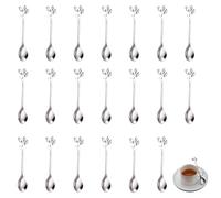 20PCS Cuchara De Café Hoja De Acero Inoxidable, Plata, Cuchara De Café Elegante Con Diseño De Rama, Cucharillas Postre Reutilizables, Cucharitas Para Té, Yogur, Bebidas, Cubiertos Acero Inoxidable