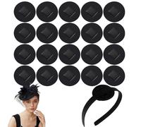 20pcs Felt Hair Band Pad, 2 Inch Hair Band Pad, Elastic Pads For Making Tea Party Headbands Decorations Handmade Diy Hair Ornaments (Black, Circle)