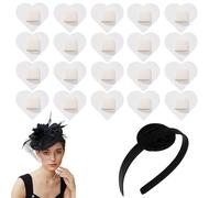20pcs Felt Hair Band Pad, 2 Inch Hair Band Pad, Elastic Pads For Making Tea Party Headbands Decorations Handmade Diy Hair Ornaments (White, Heart)