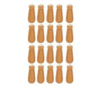 20pcs Genuine Leather Zipper Pulls | Sturdy Microfiber Leather Tags with Metal D Ring | Replacement for Backpacks/Luggage/Handbags | Non - Destructive Design, 20 Pieces (Golden Hardware)