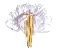 20pcs Gold Lace Ribbon Wands with Bells Party Gift Streamer Magic Fairy for Wedding Decoration Twirling Streamers Para Fiestas(White)