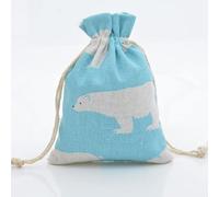 20pcs/lot 13x18cm Cotton Pouch Cloth Drawstring Bags Jewelry Packing Sachet Makeup Wedding Party Candy Gift Custom Bags Wrapping-blue white bear,13x18cm