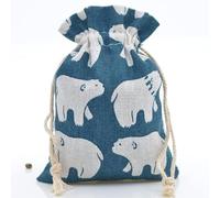 20pcs/lot 13x18cm Cotton Pouch Cloth Drawstring Bags Jewelry Packing Sachet Makeup Wedding Party Candy Gift Custom Bags Wrapping-navy white bear,13x18cm