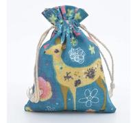 20pcs/lot 13x18cm Cotton Pouch Cloth Drawstring Bags Jewelry Packing Sachet Makeup Wedding Party Candy Gift Custom Bags Wrapping-peacock blue deer,13x18cm
