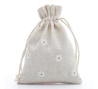 20pcs/lot 13x18cm Cotton Pouch Cloth Drawstring Bags Jewelry Packing Sachet Makeup Wedding Party Candy Gift Custom Bags Wrapping-white daisy,13x18cm