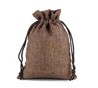 20Pcs/lot Drawstring Natural Burlap Bag Satin Jute Gift Bags Jelry Packaging dding Bags with Candy Jelry Storage Bag-Dark Brown,7x9cm