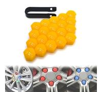 20pcs Lug Nut Covers Bolt Caps 17 19 21 mm Nut Covers with Removal Tool,Car Wheel Nut Caps Hexagonal Plastic Tire Bolt Caps for Most Car Lug Nut Caps (yellow,20mm)