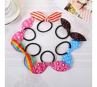 20pcs Negro de grosor gomas para el pelo pelo orejas de conejo forma coleta - Gomas para el pelo color al azar