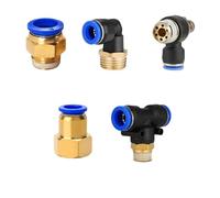 20Pcs Pneumatic Air Connector Fitting PC PCF PL SL 4mm 6mm 8mm Thread 1/8 1/4 3/8 1/2 Hose Fittings Pipe Quick Connectors(10-03,PB (20PCS)) Plumbing Fittings