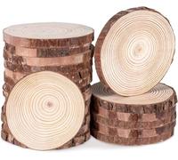 20PCS Rodajas de Madera Círculos, BetterJonny Madera Rebanada Natural Maderas Naturales Con Corteza de Árbol para Adornos de Halloween Navidad Manualidades, 10-12cm