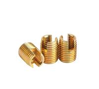 20pcs Self Tapping Insert Screw Golden Galvanized/Stainless Steel Bushing 302 Slotted Type Wire Thread Nut Repair(Gold Zinc Plated,M5x0.8x L10)